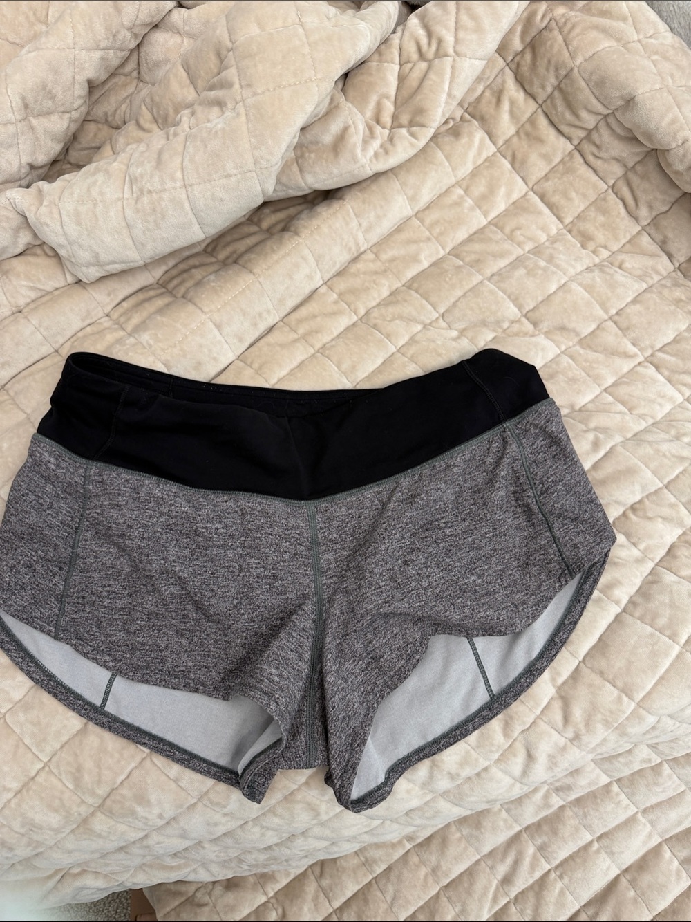 lululemon athletica Black Waist Gray Heather Athletic Shorts